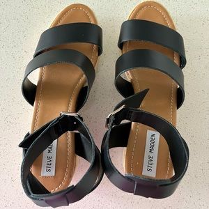 Steve Madden strappy sandal/wedges. Size 10 womens. Leather straps. Worn once.